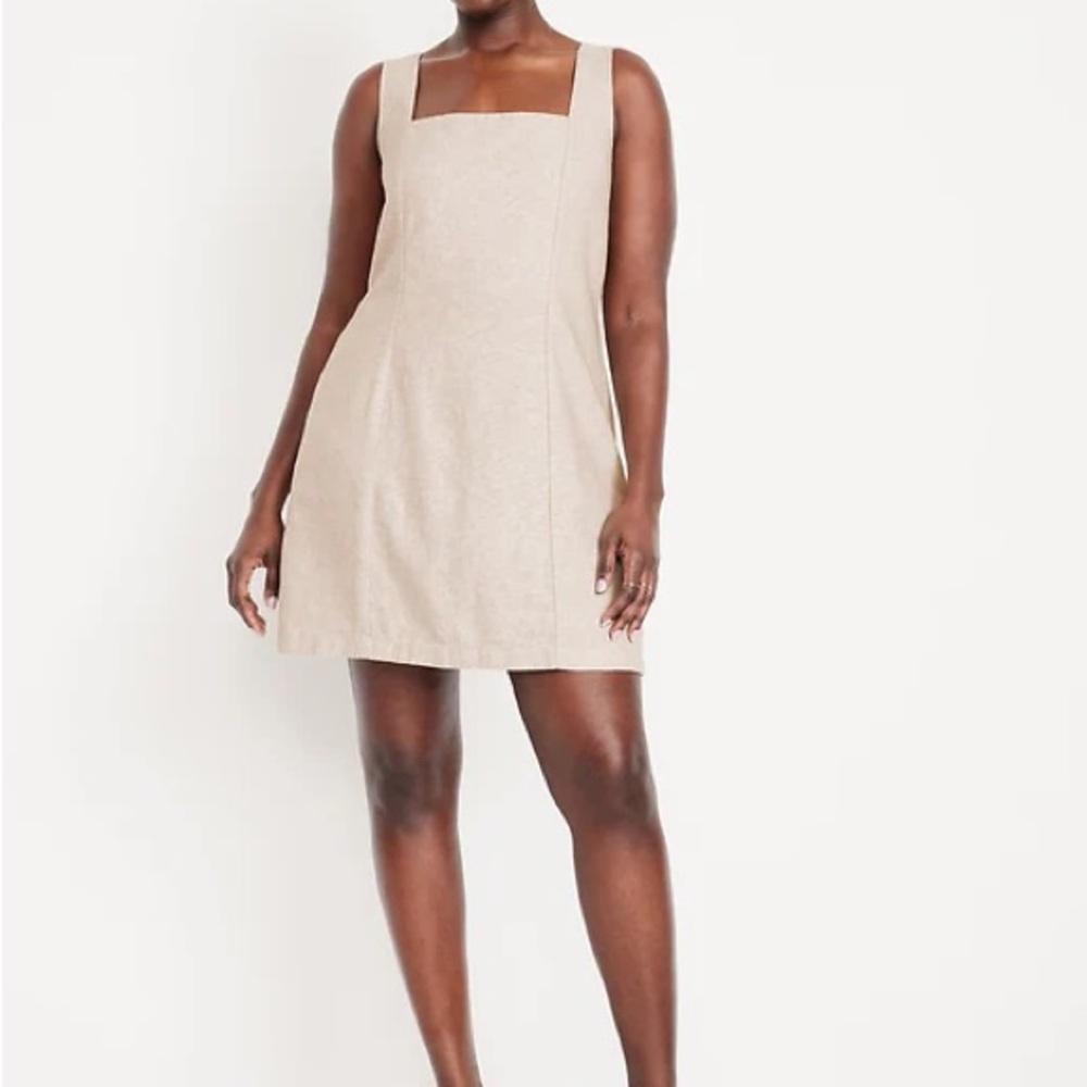 Old Navy Square-Neck Linen-Blend Mini Dress